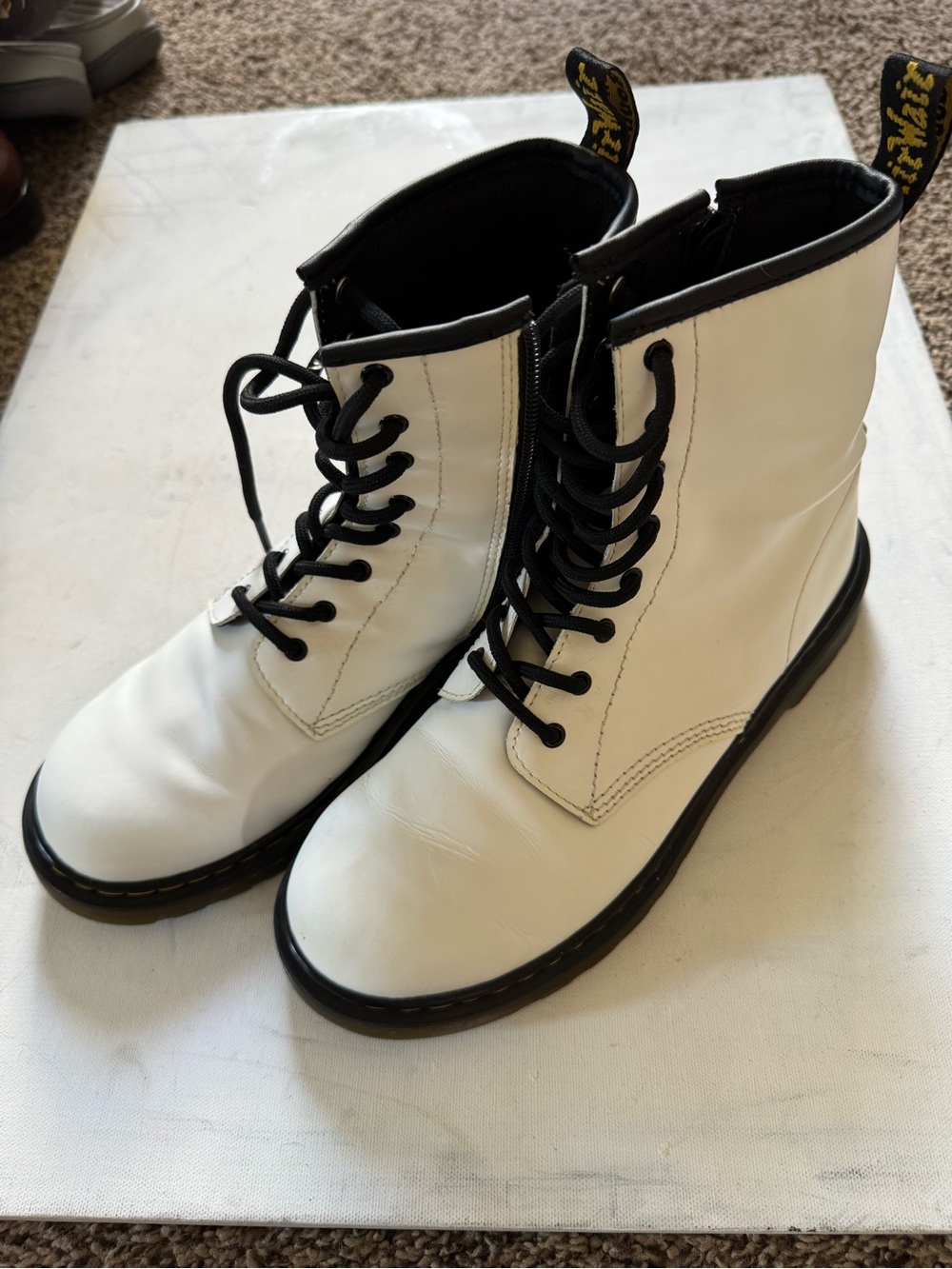 Dr. Martens White and Black Lace-Up Boots